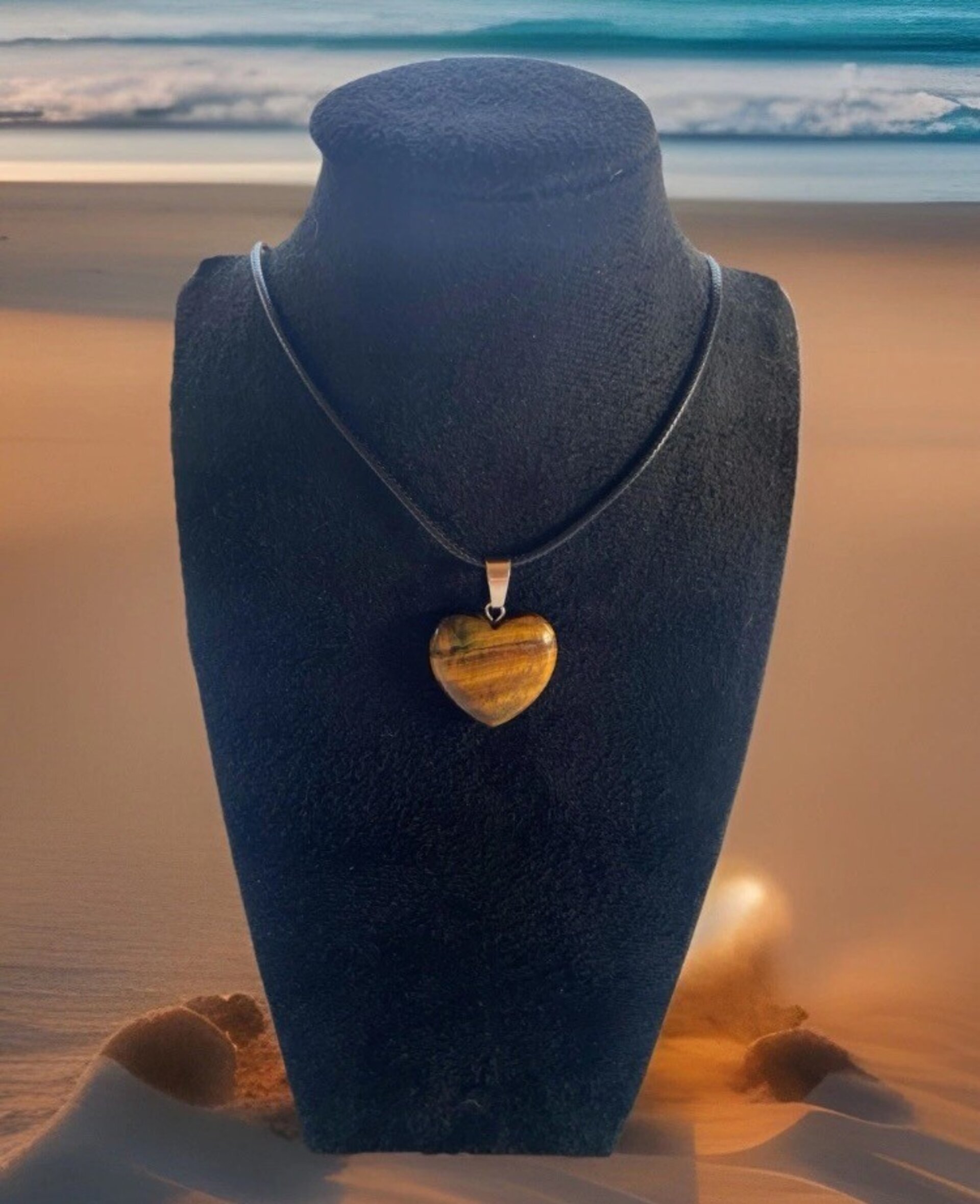 Collar colgante corazón piedra rodonita - 11