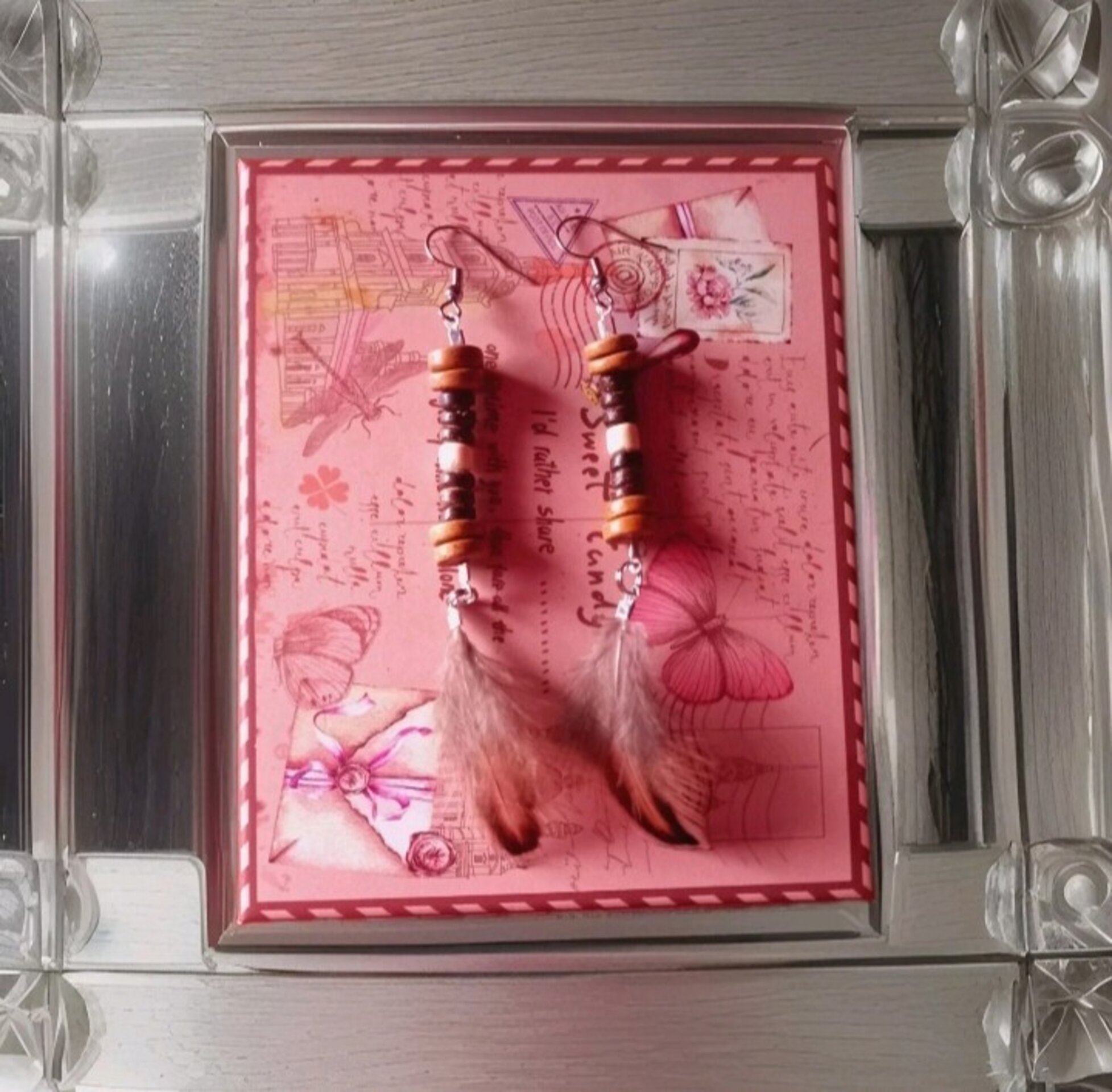 PENDIENTES BOHEMIOS PLUMA NATURAL BEIGE - 5