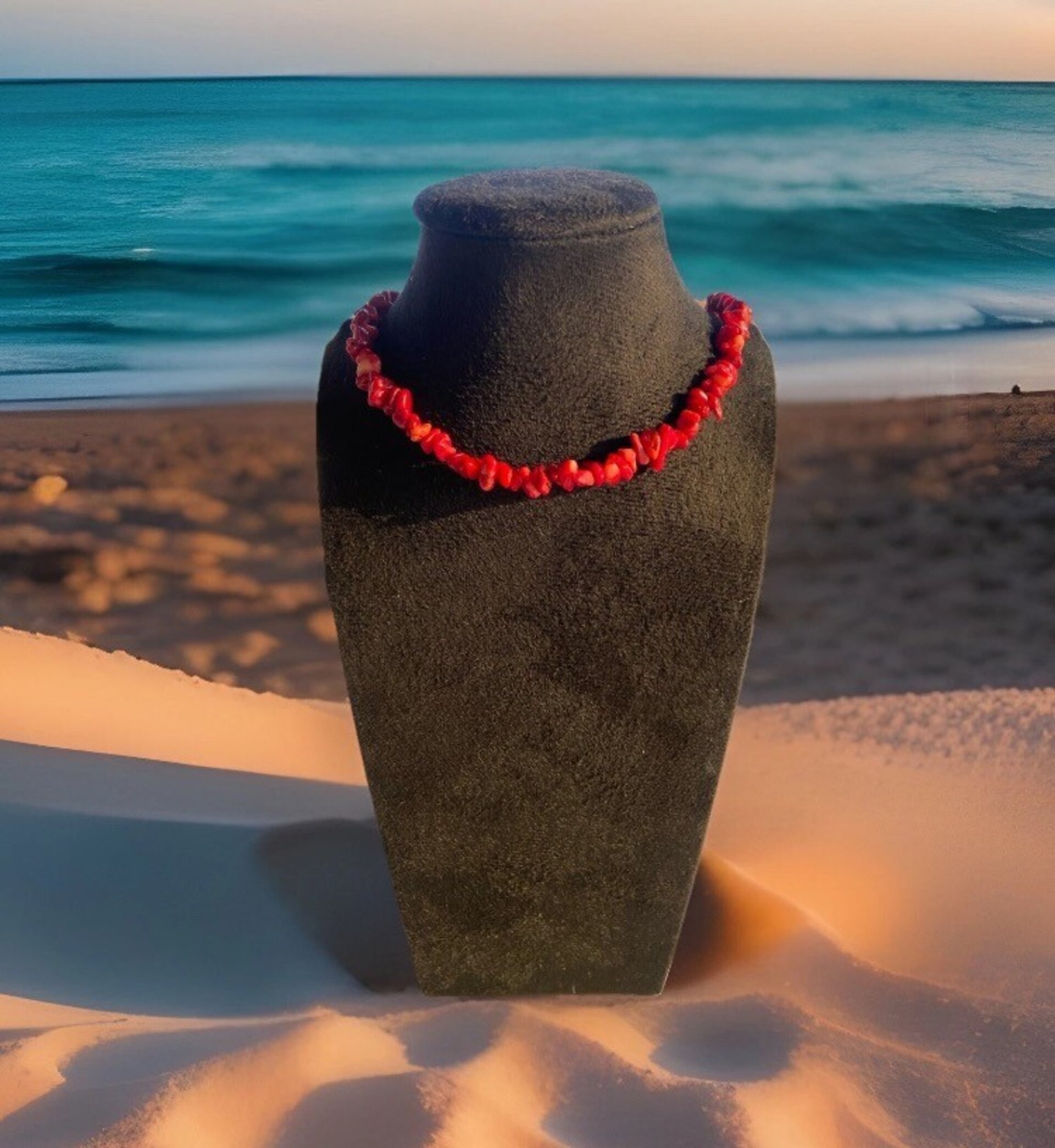 Gargantilla de Pepitas de Coral Rojo Natural - 5