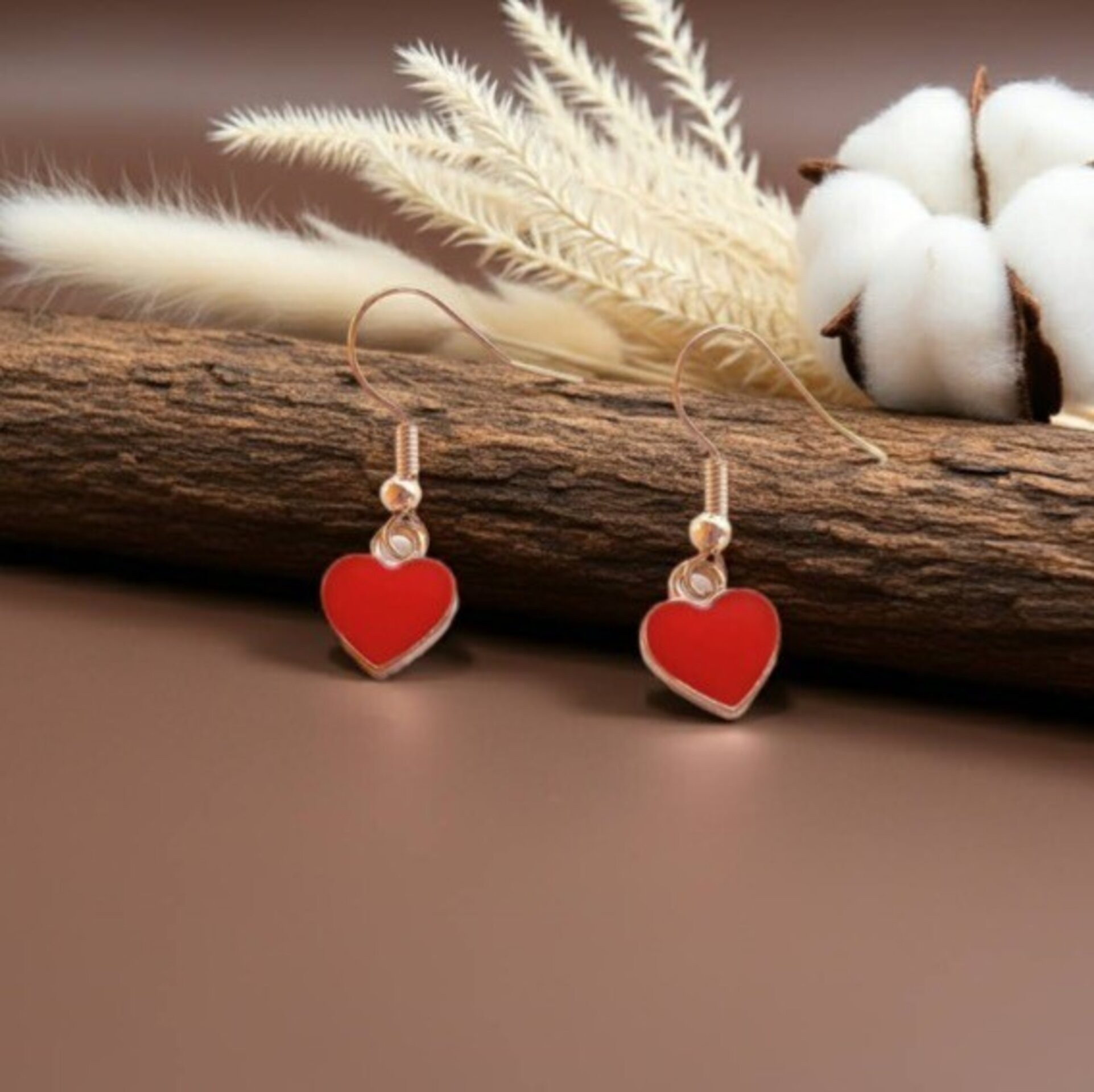 PENDIENTES CORAZÓN ROJO ESMALTADOS - 2