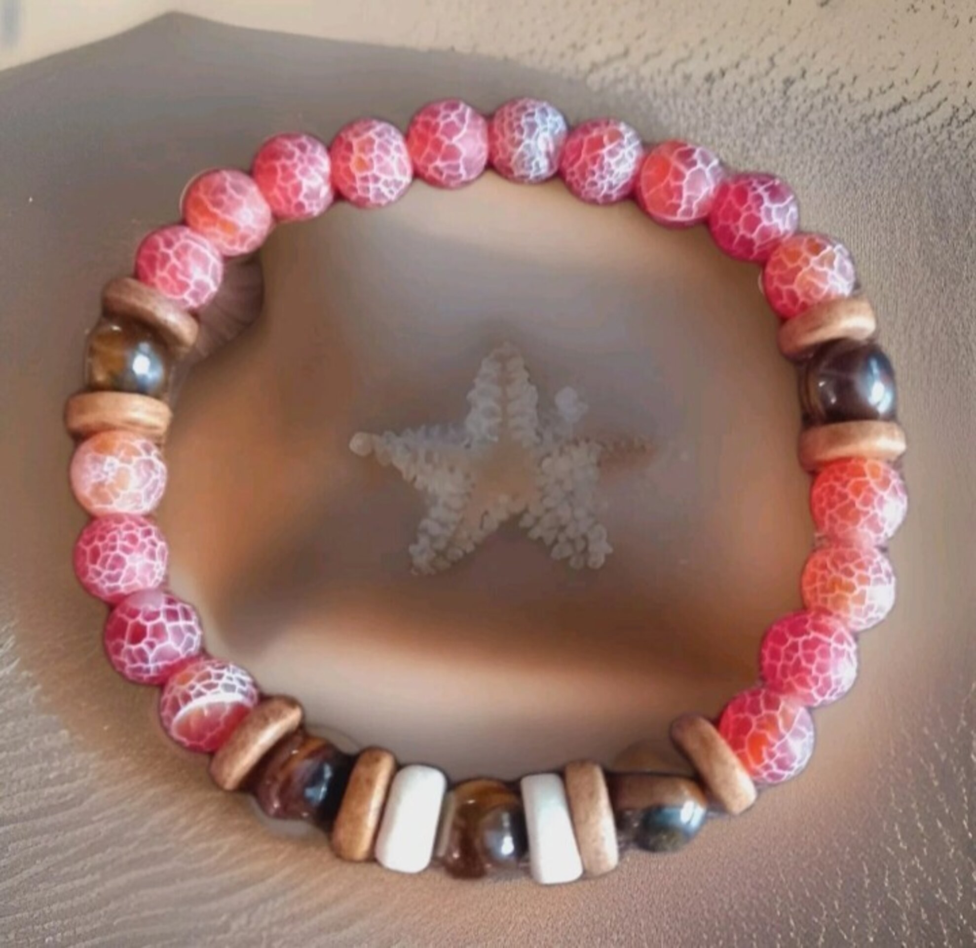 PULSERA PIEDRA OJO DE TIGRE Y AGATA ROJA NATURAL - 5