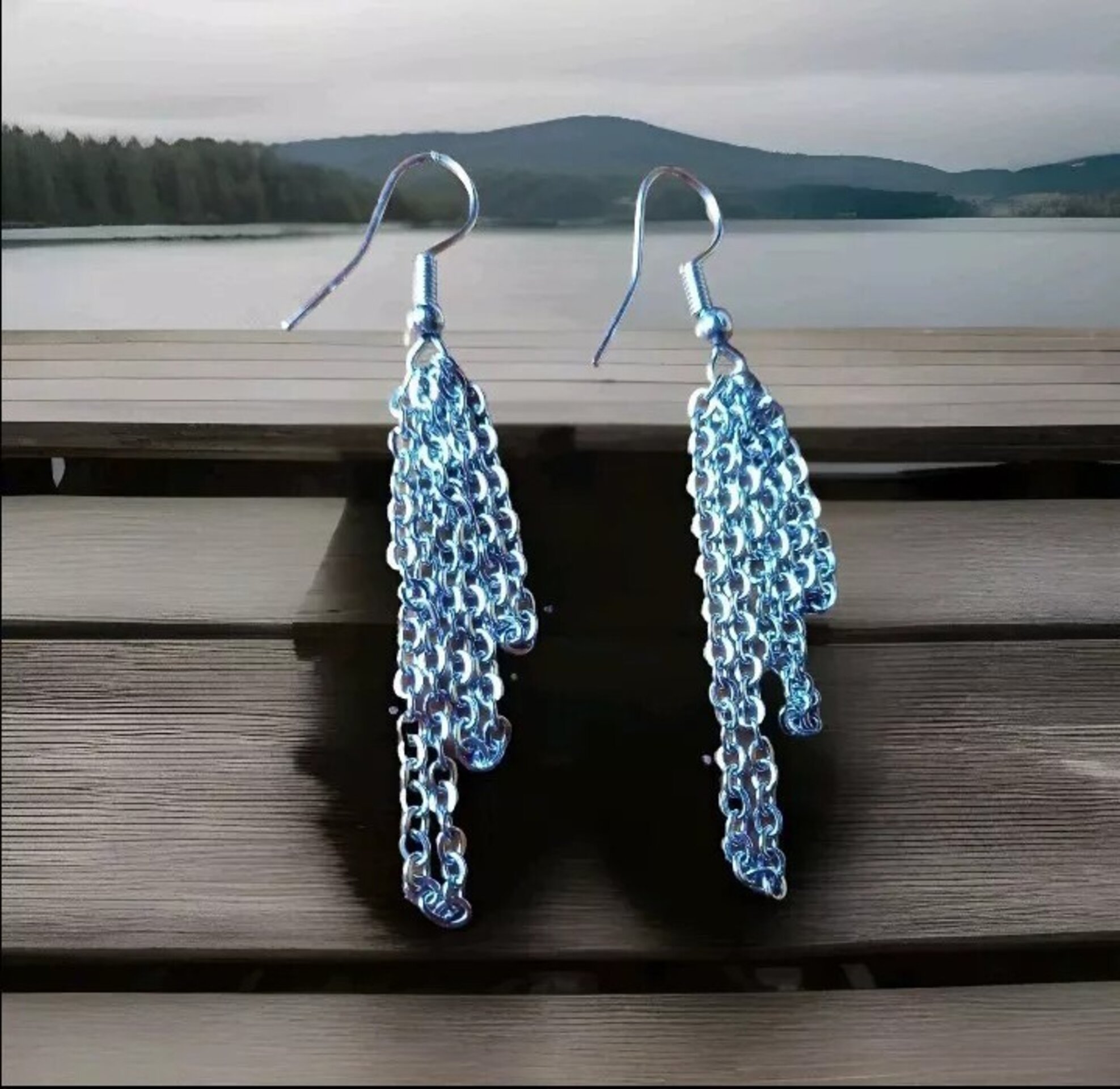 PENDIENTES ACERO INOXIDABLE  DE CADENA ESCALONADA - 7