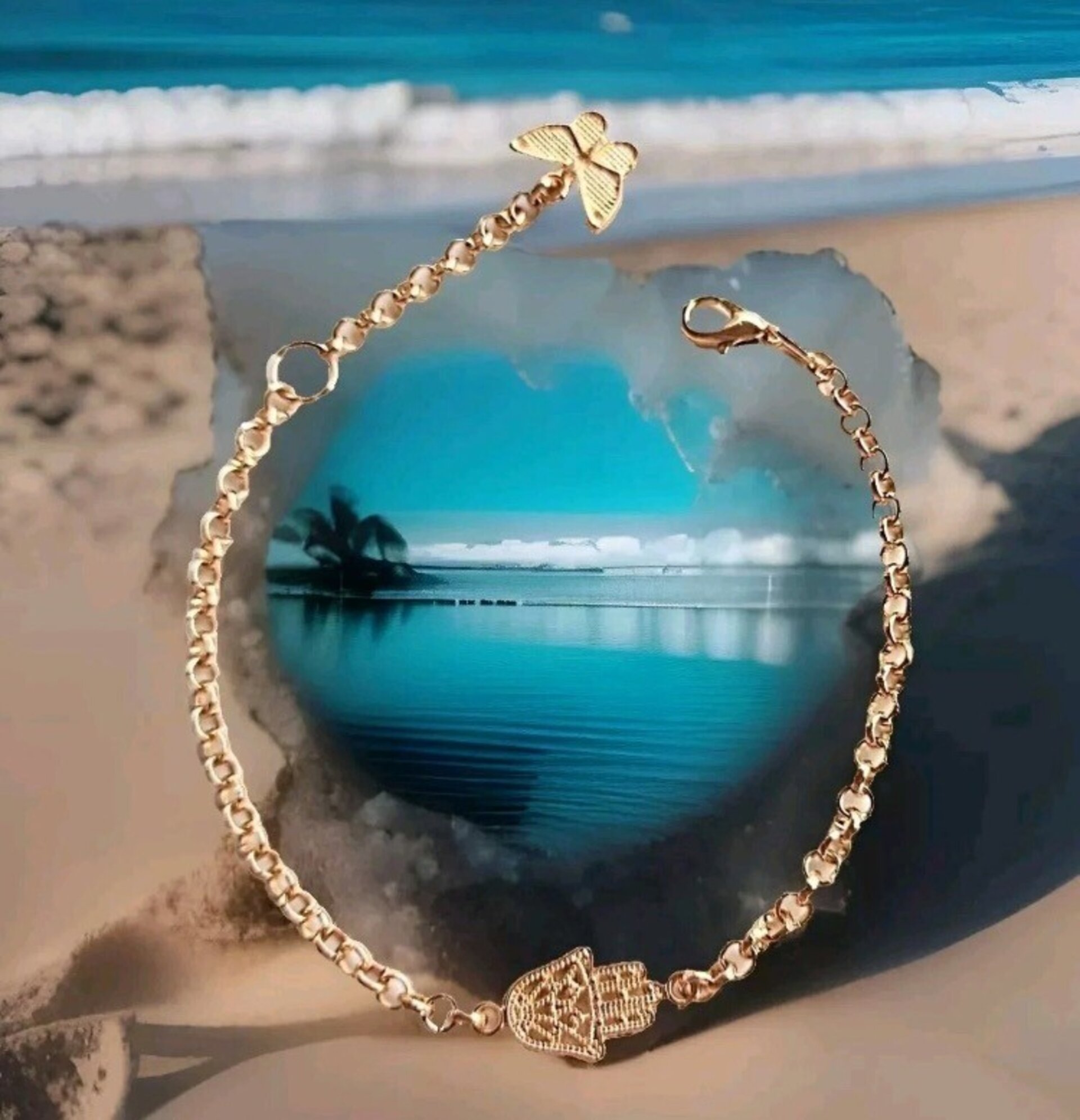 Pulsera mano Fátima dorada - 2