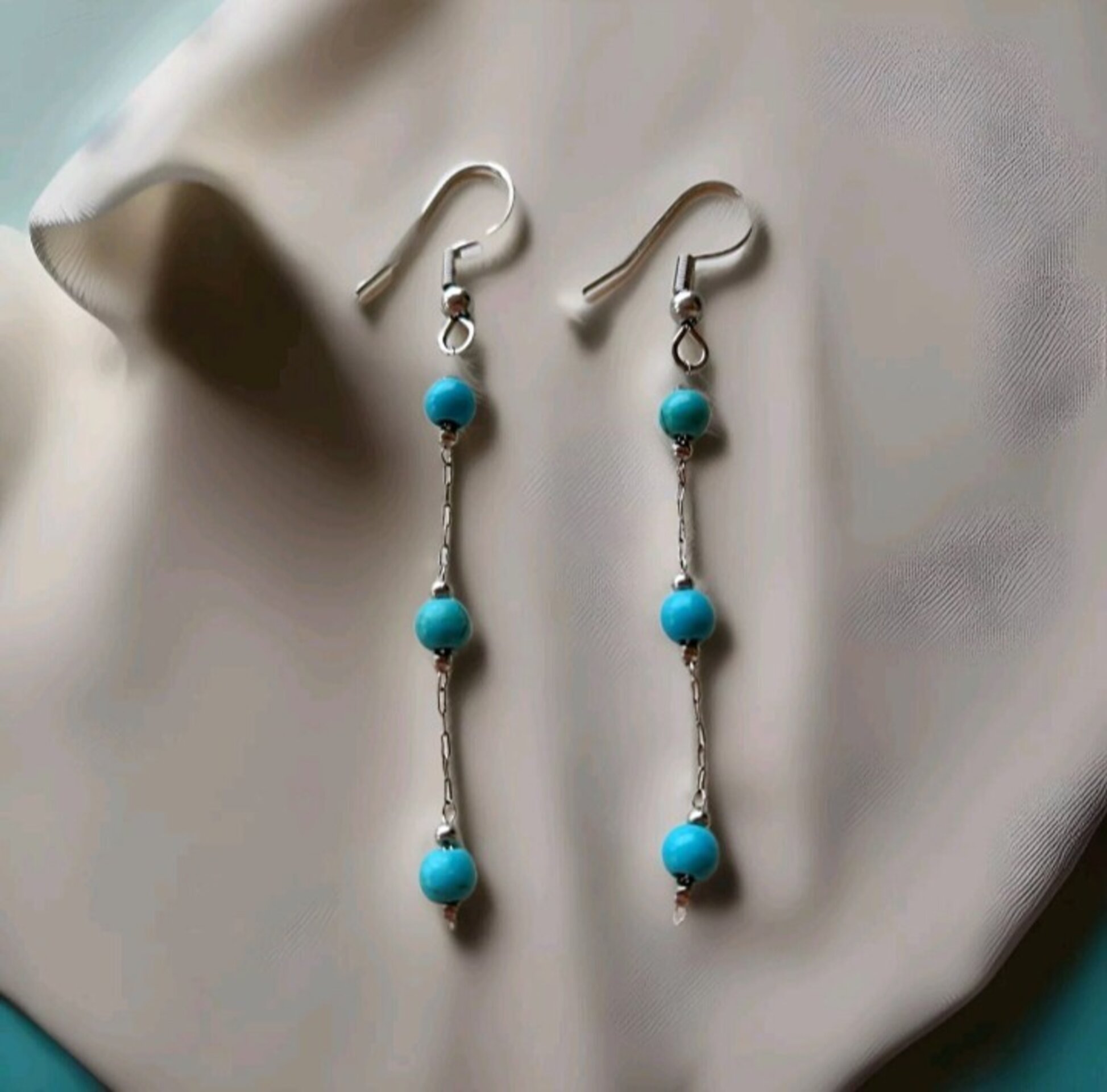 PENDIENTES ACERO INOXIDABLE PIEDRA TURQUESA - 4