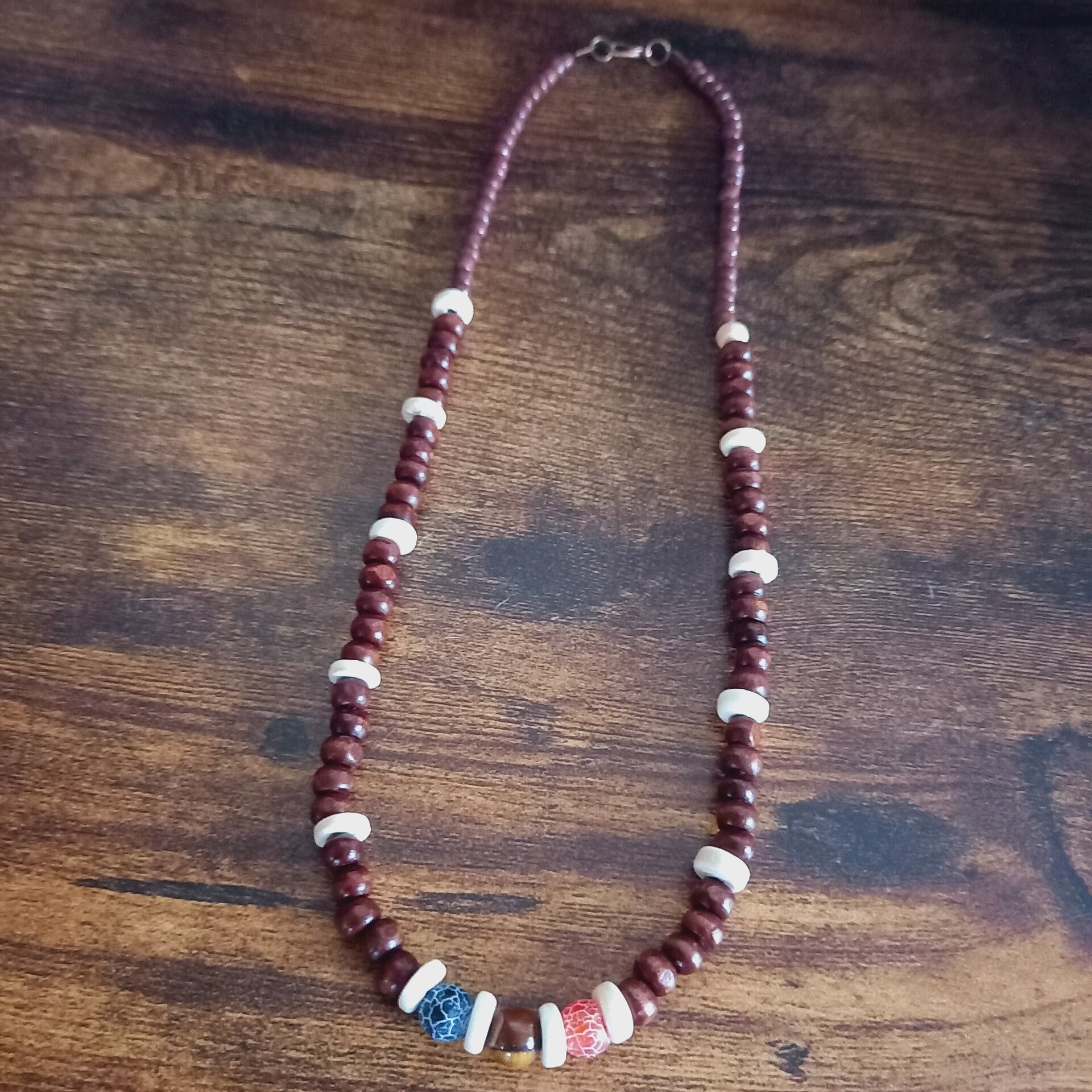 COLLAR ARTESANAL TRIPLE PROTECCIÓN OJO DE TIGRE Y ÁGATA, HOMBRE Y MUJER BOHEMIO - 4