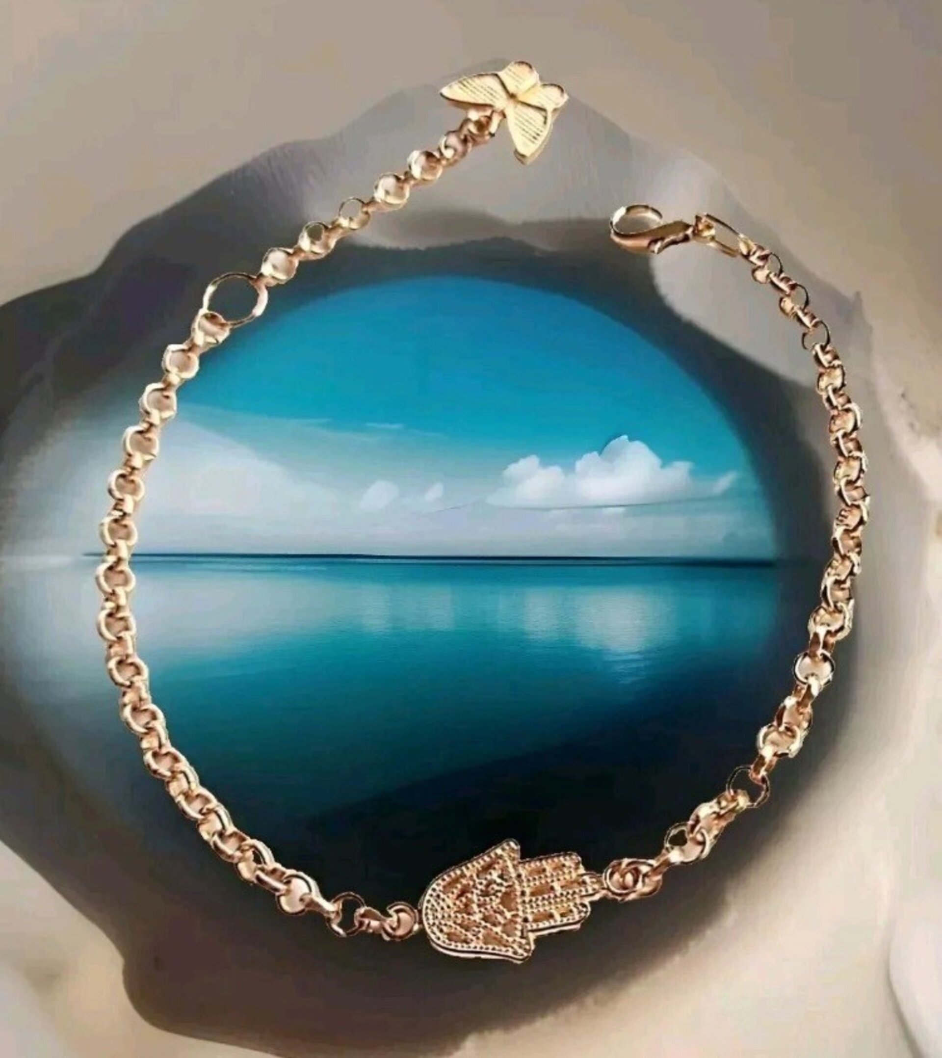 Pulsera mano Fátima dorada - 3