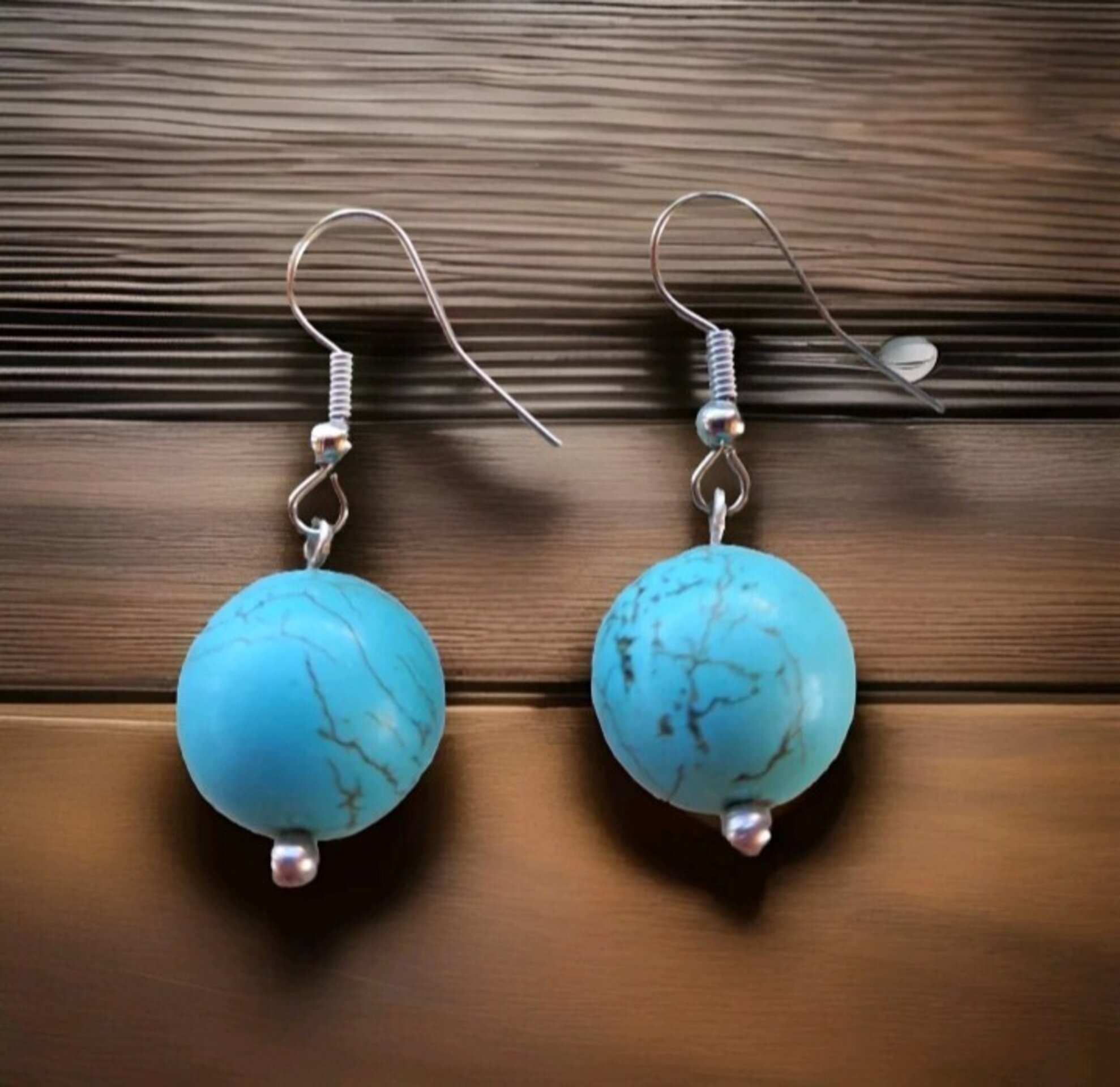 PENDIENTES DE PIEDRA TURQUESA NATURAL - 3