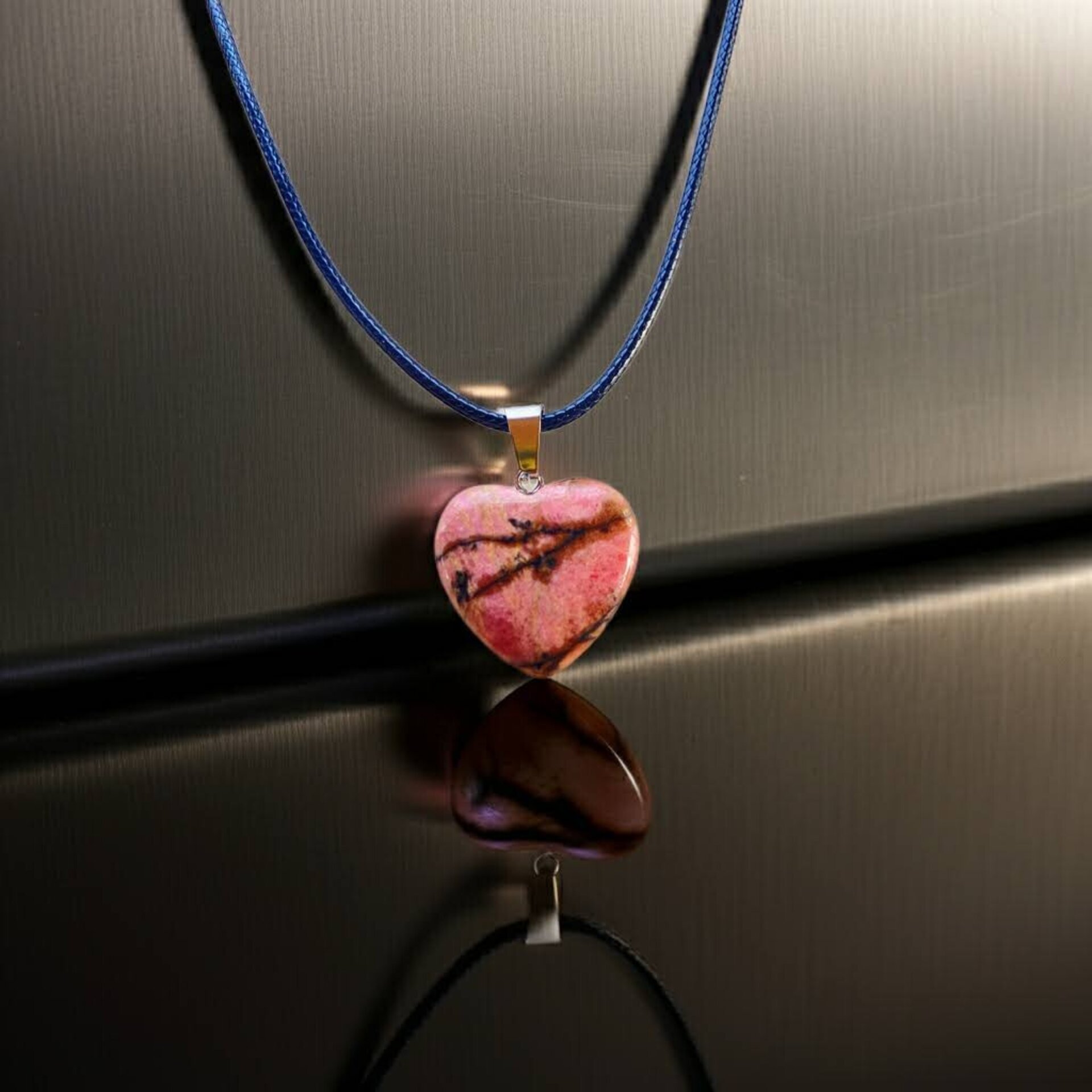 Collar colgante corazón piedra rodonita - 4