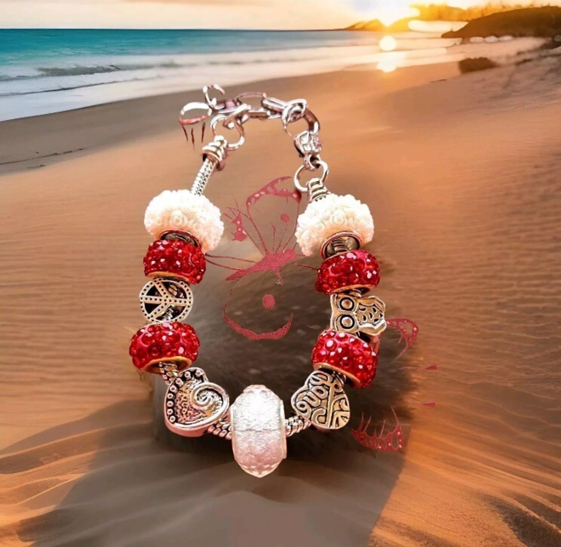 Pulsera de acero con charm corazón - 4