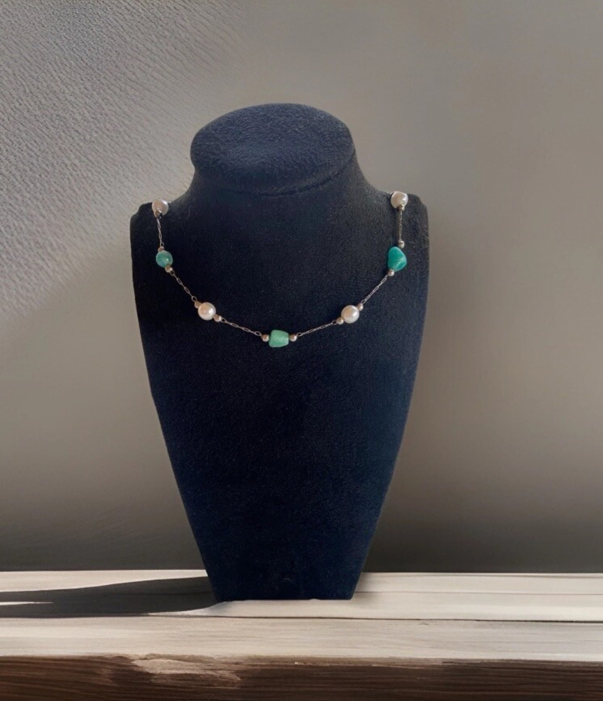 Gargantilla de perlas y Amazonita - 6