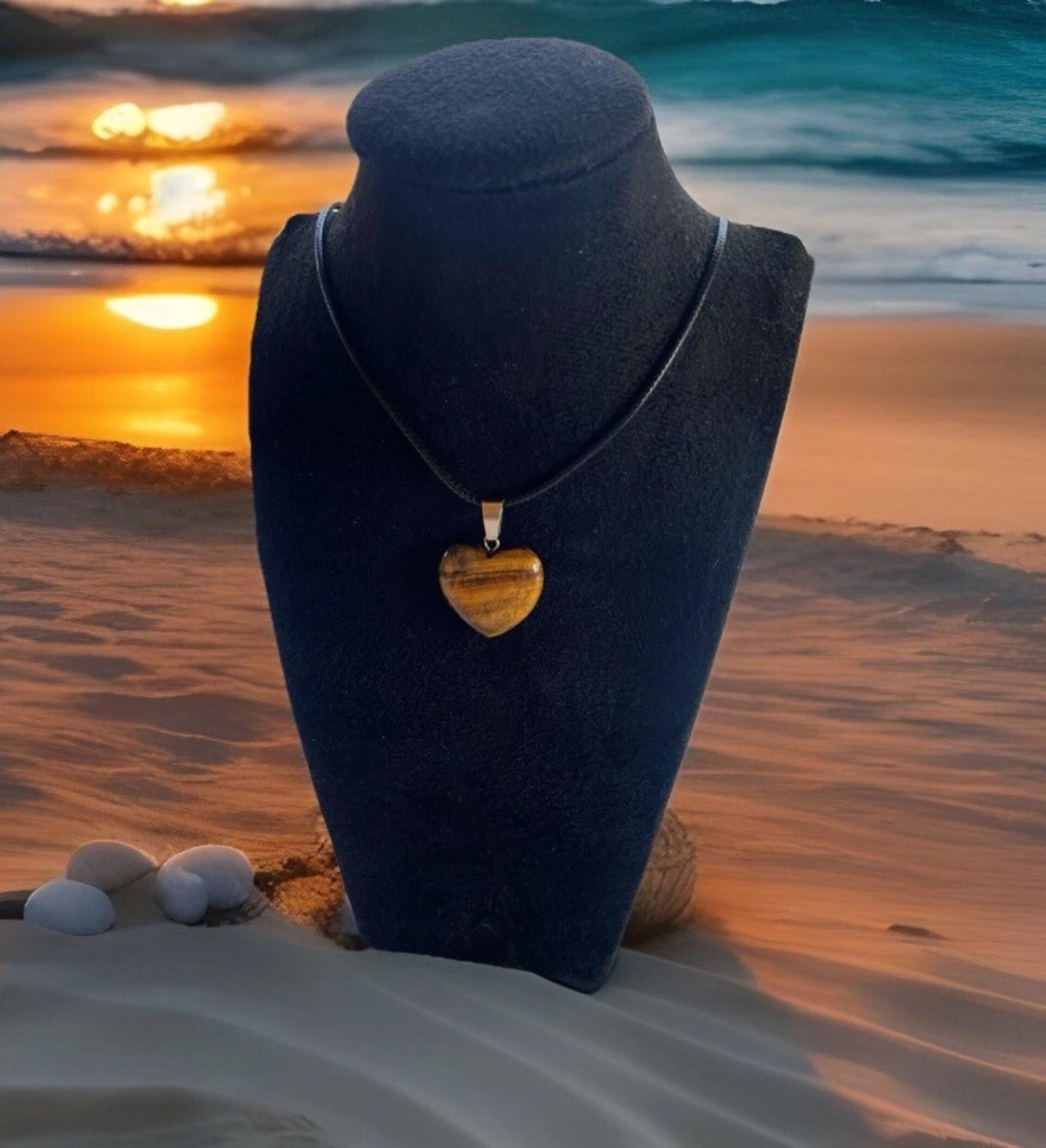 Collar colgante corazón piedra rodonita - 9
