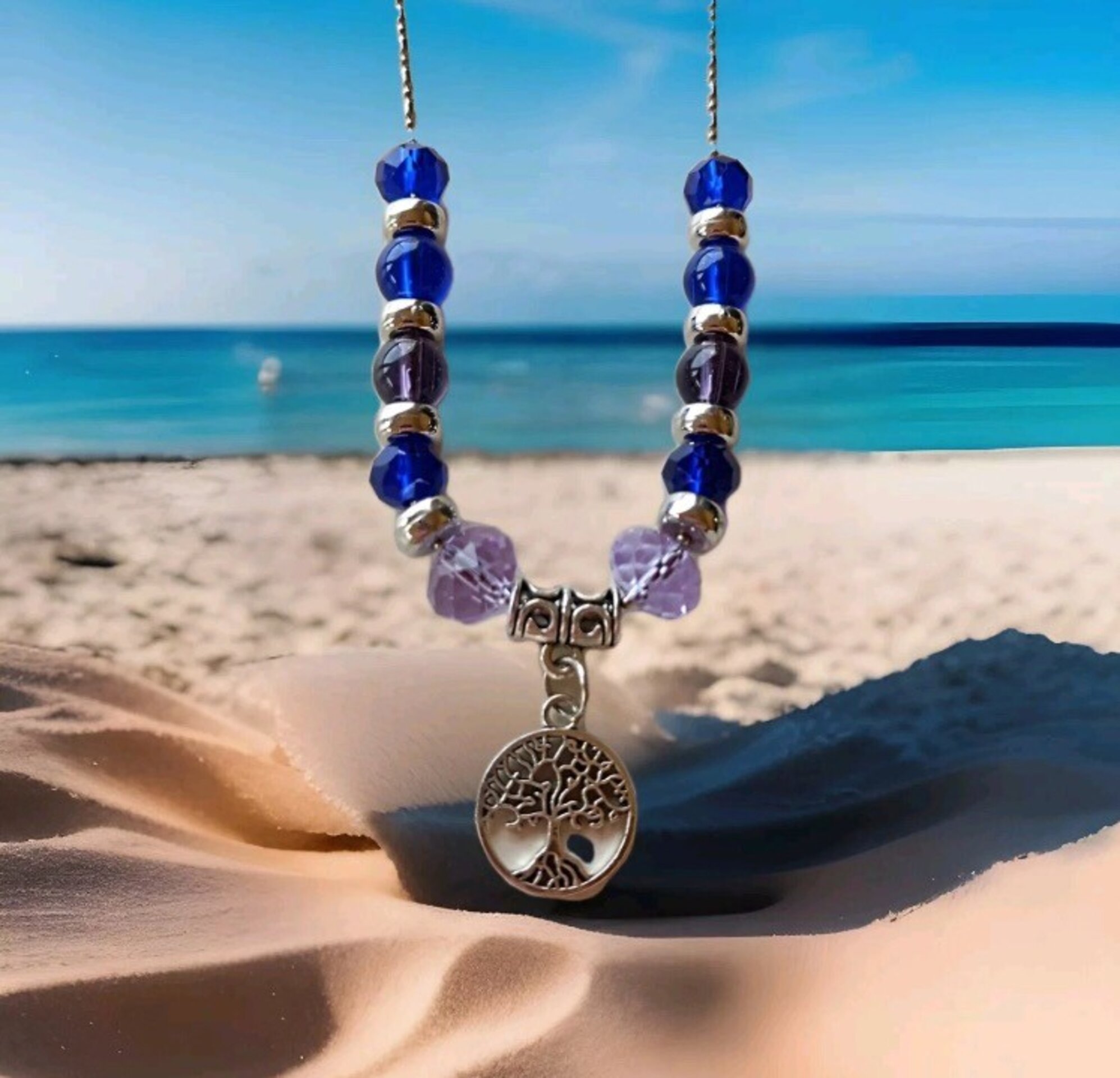 Collar de cristal amatista con colgante árbol de la vida - 4