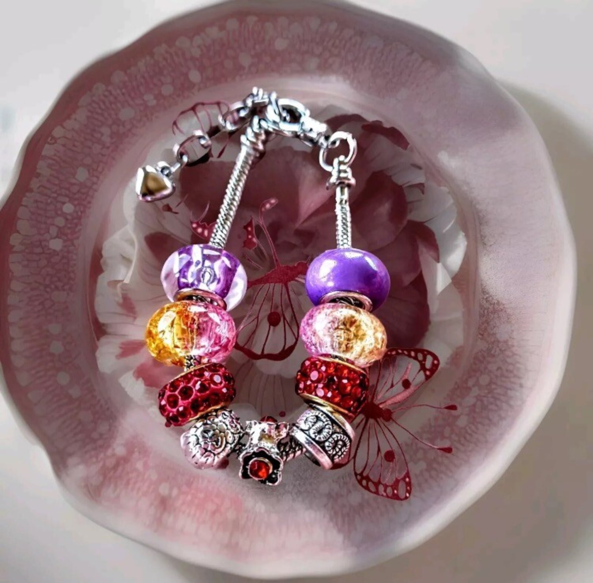 Pulsera de acero con cuentas strass - 2