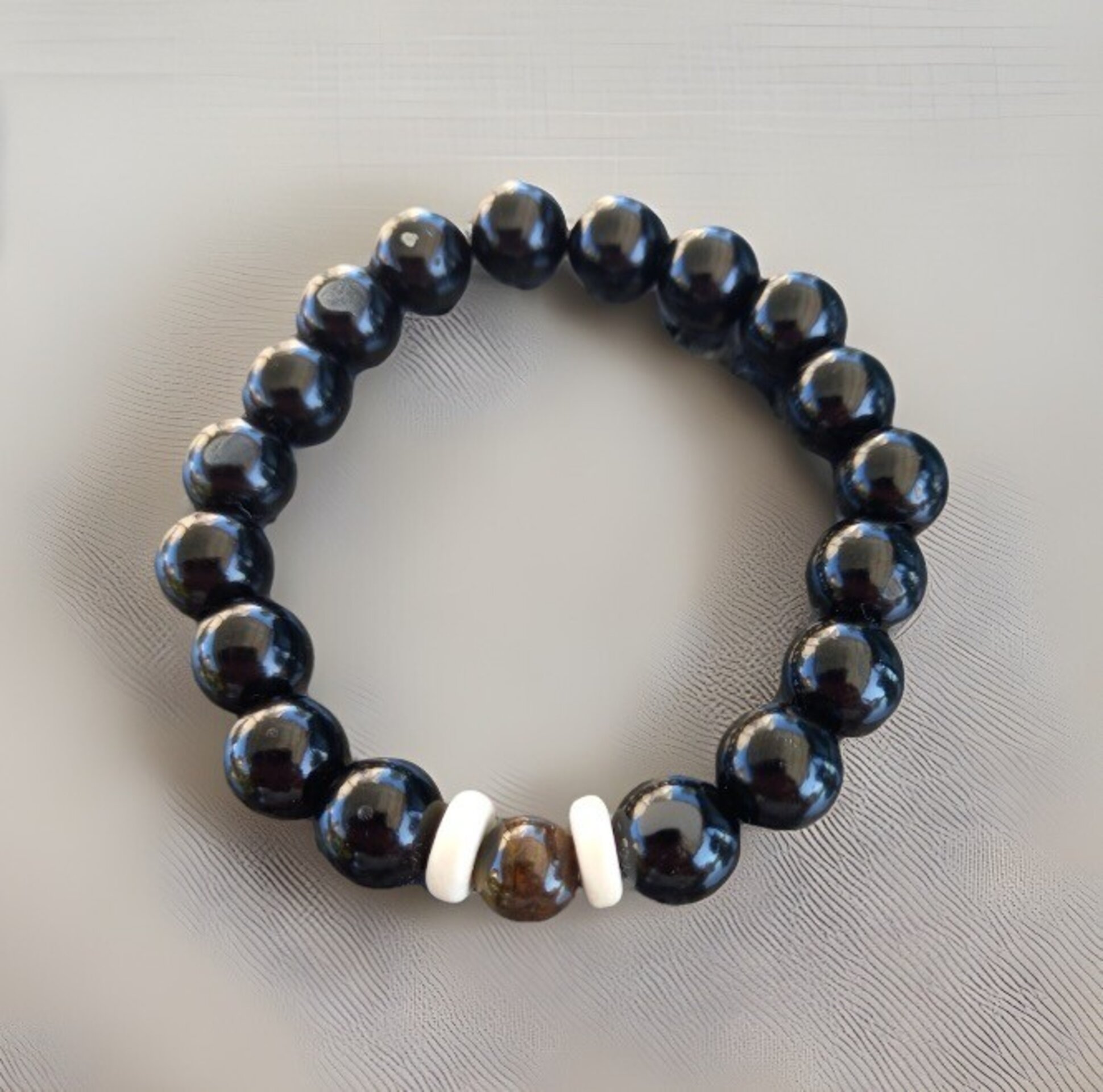 Pulsera de piedras Ónix negro y ojo de tigre - 2