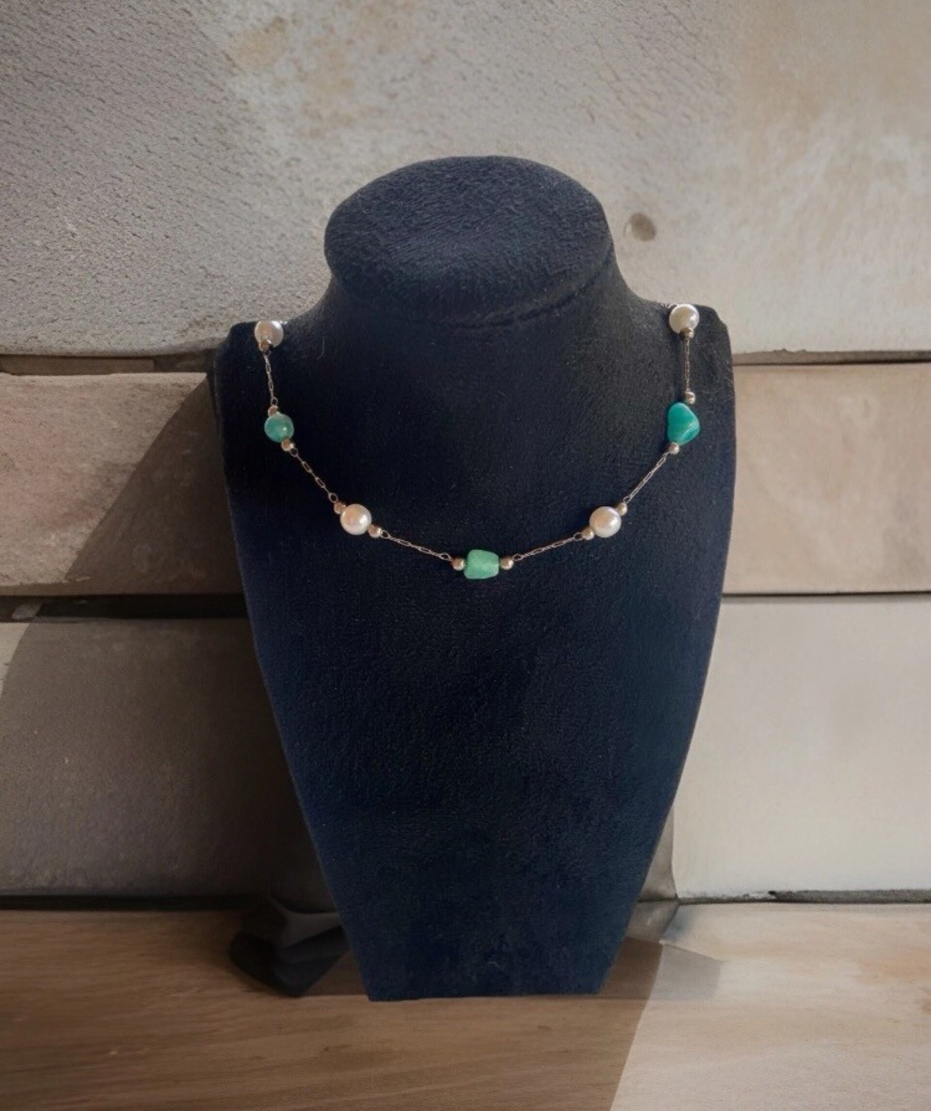 Gargantilla de perlas y Amazonita - 7