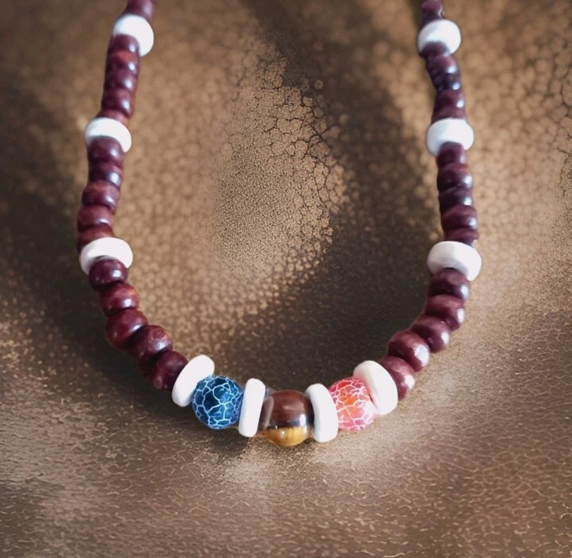 COLLAR ARTESANAL TRIPLE PROTECCIÓN OJO DE TIGRE Y ÁGATA, HOMBRE Y MUJER BOHEMIO - 1