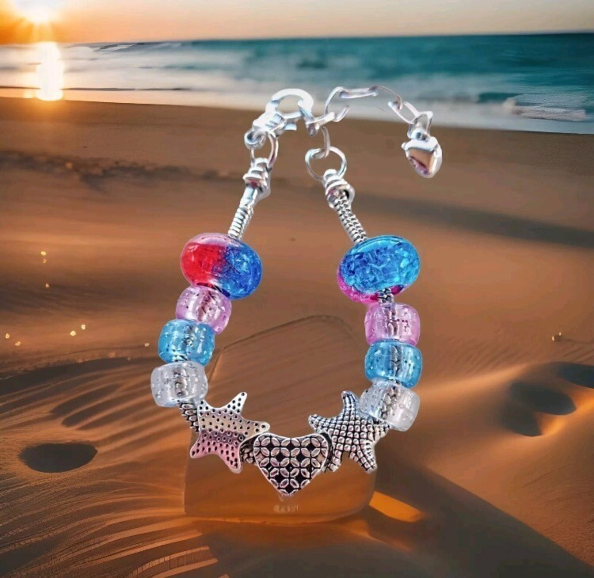 Pulsera charm corazón y estrella - 4