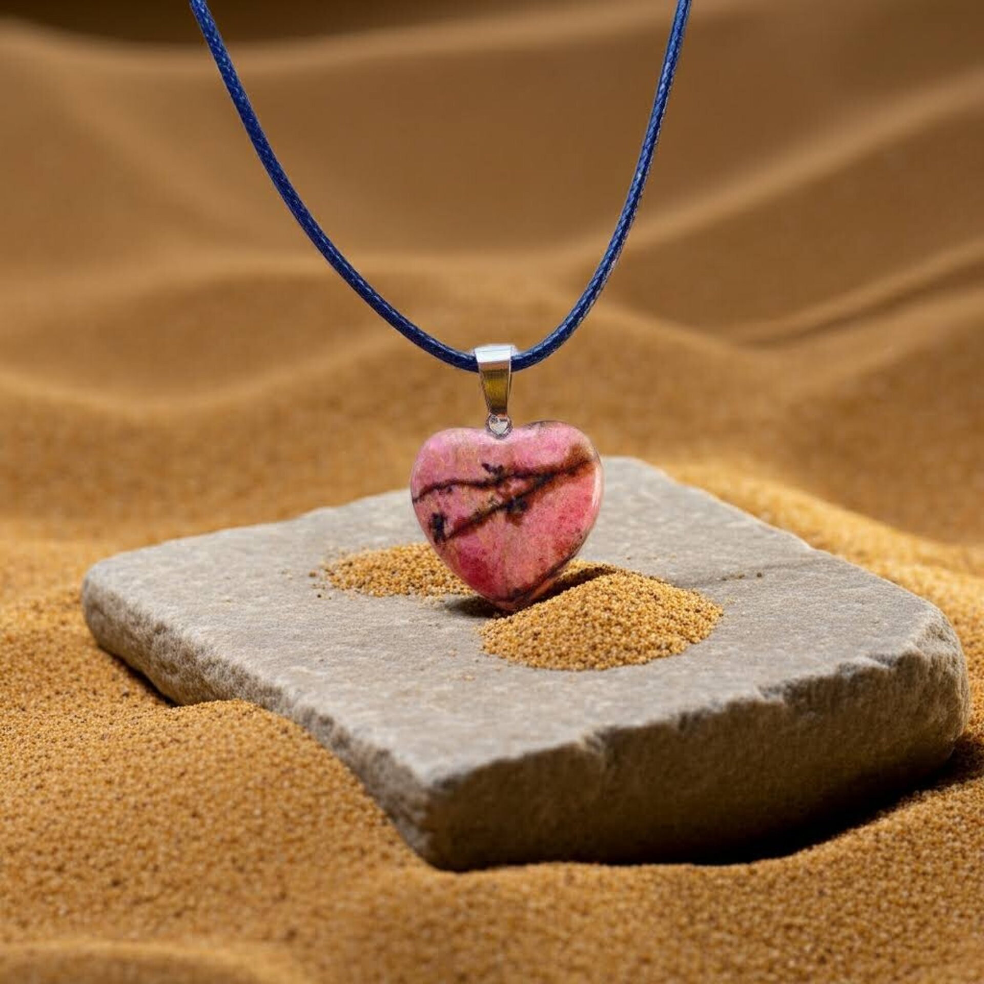 Collar colgante corazón piedra rodonita - 6