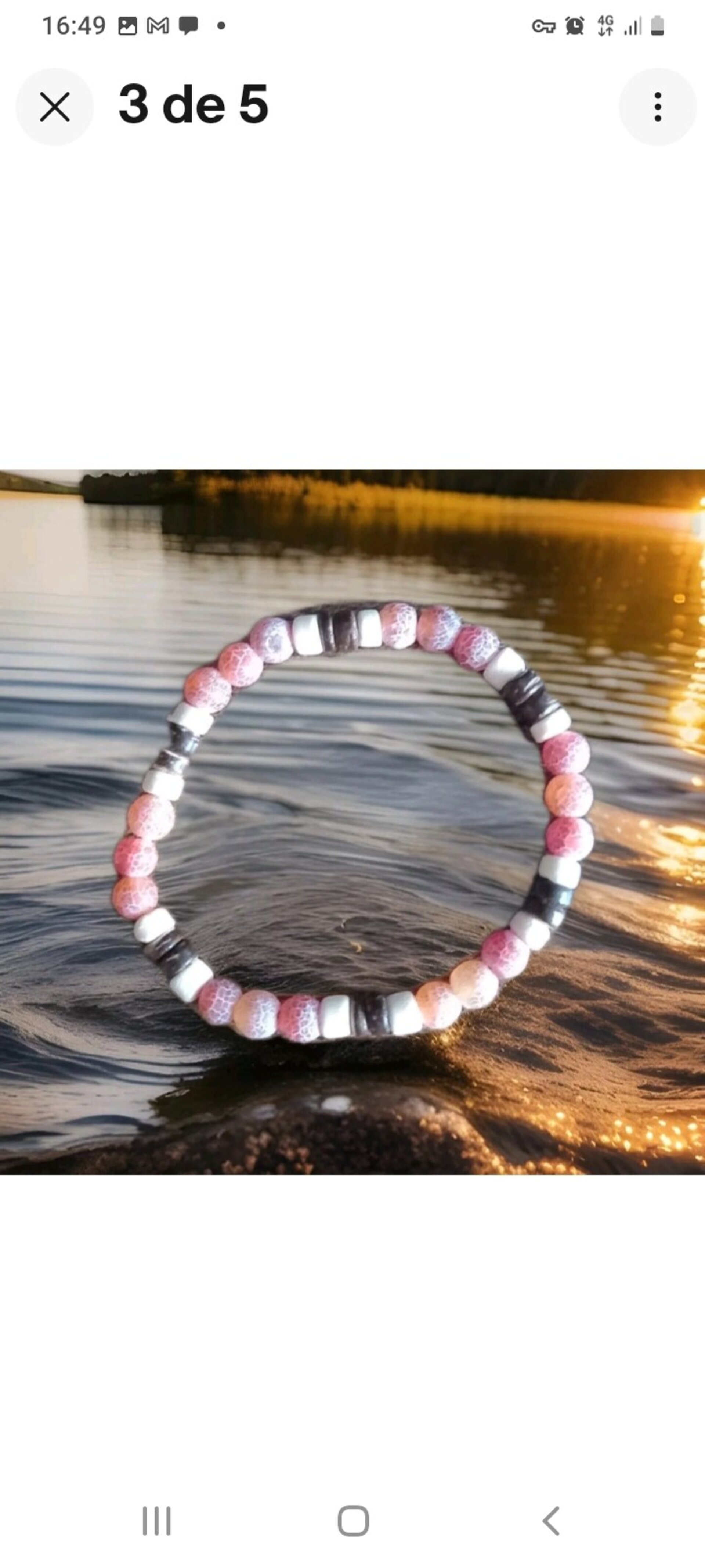 PULSERA DE PIEDRA ÁGATA ROJA NATURAL PULIDA - 5