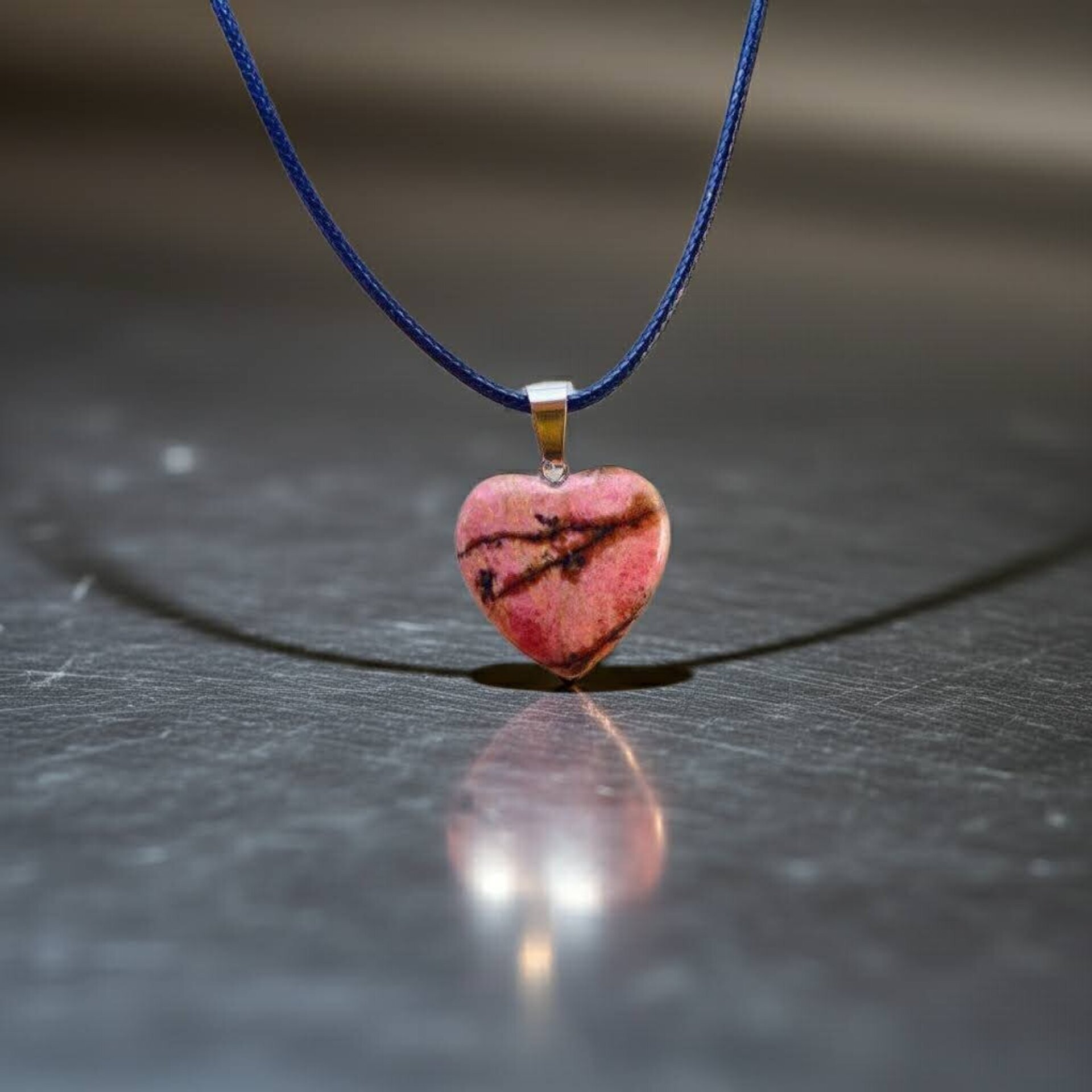 Collar colgante corazón piedra rodonita - 3
