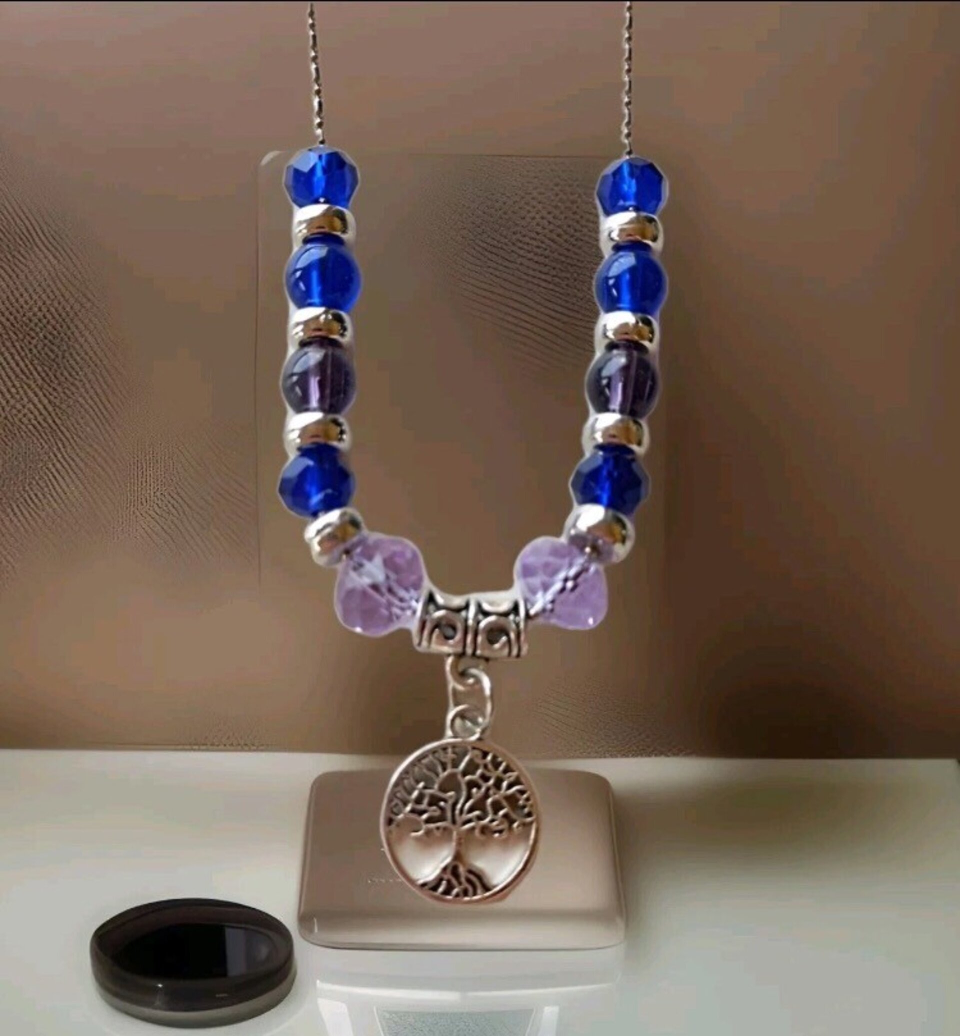 Collar de cristal amatista con colgante árbol de la vida - 2