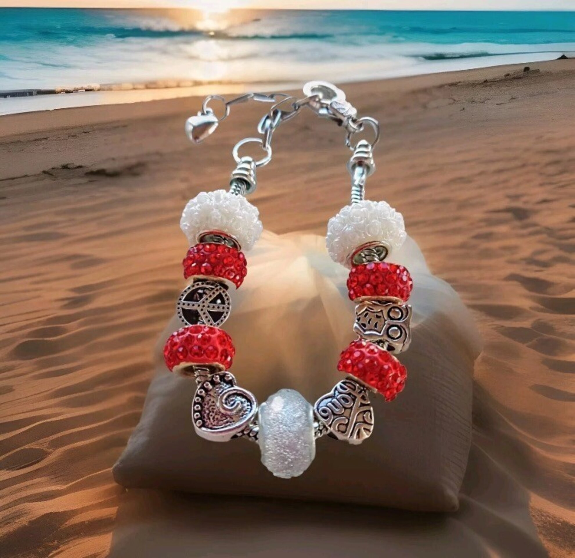 Pulsera de acero con charm corazón - 5