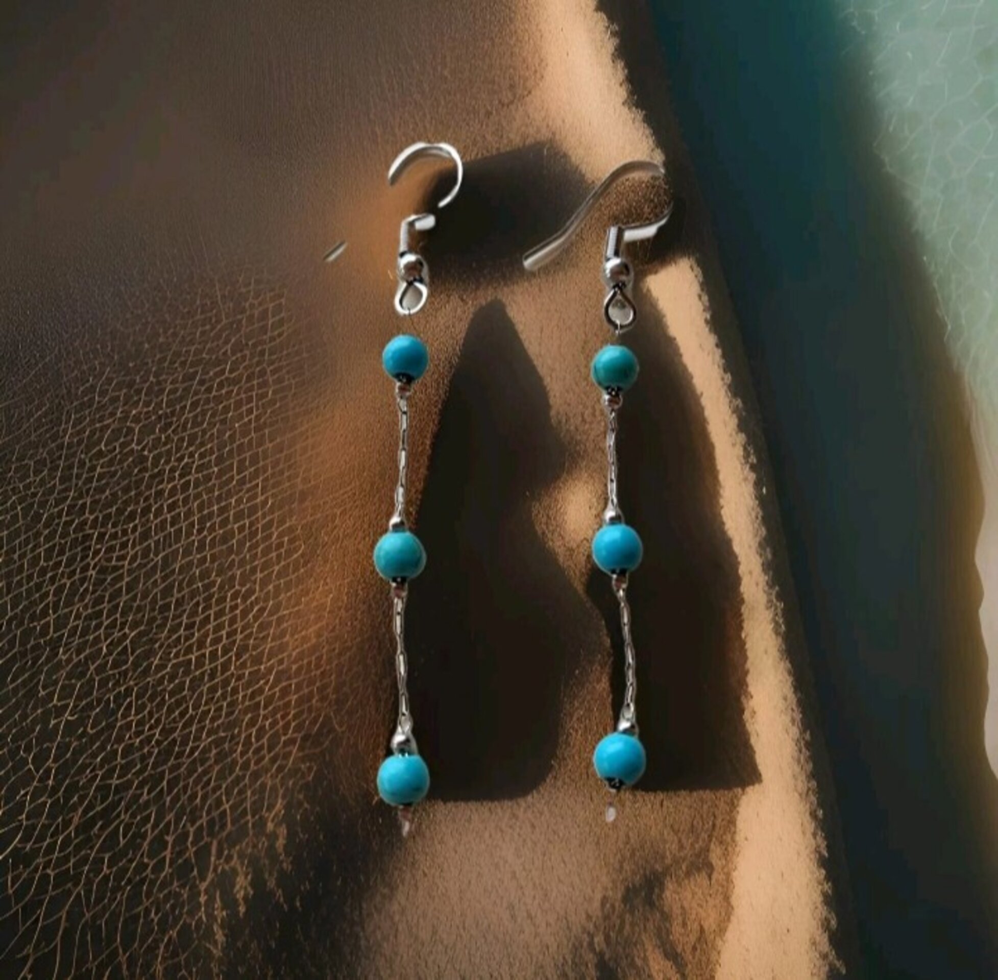 PENDIENTES ACERO INOXIDABLE PIEDRA TURQUESA - 6