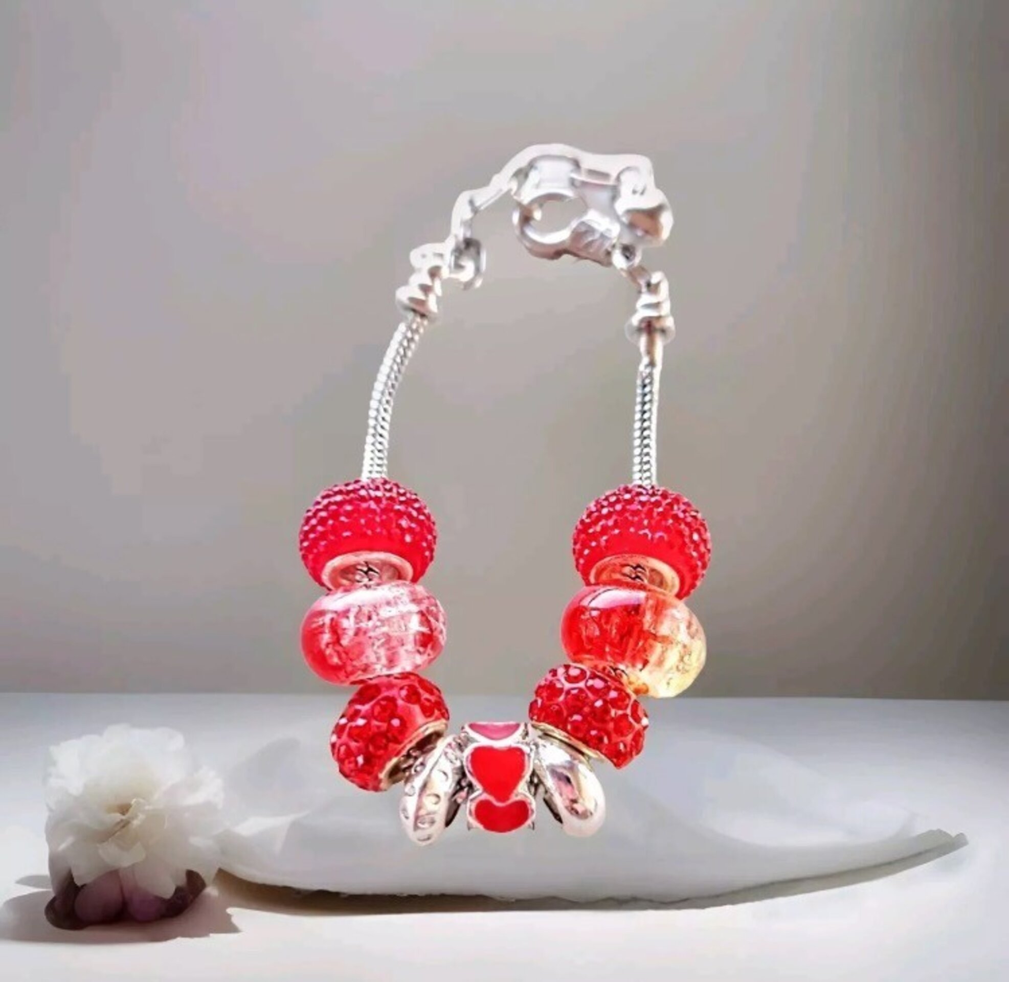 Pulsera de acero con Corazón rojo - 4